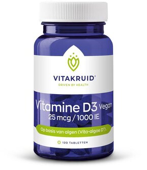 Vitamine D3 Vegan 25mcg /1000IE Vitakruid 120tb