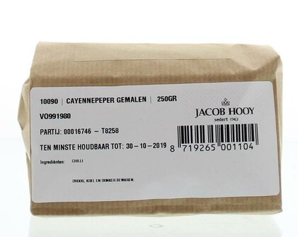 Cayennepeper gemalen Jacob Hooy 250g