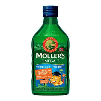 Omega-3 levertraan tutti frutti Mollers 250ml