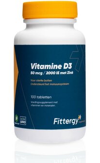 Vitamine D3 50mcg met zink Fittergy 100tb