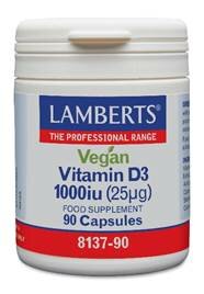 Vitamine D3 1000IE 25mcg vegan Lamberts 90ca