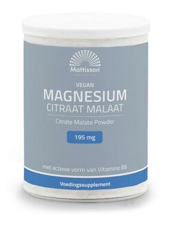Magnesium citraat malaat met actieve vorm vit. b6 Mattisson 125g