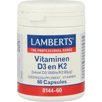 Vitamine D3 1000IE en K2 90mcg Lamberts 60ca