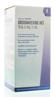 Broomhexine Hcl 8 mg/5 ml Teva 150ml