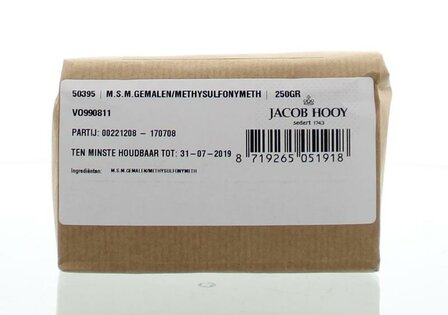 MSM gemalen methylsulfonylmethaan Jacob Hooy 250g