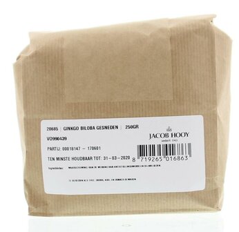 Ginkgo biloba gesneden Jacob Hooy 250g