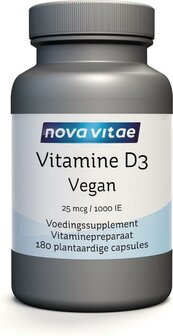 Vitamine D3 1000IE/25mcg vegan Nova Vitae 180vc