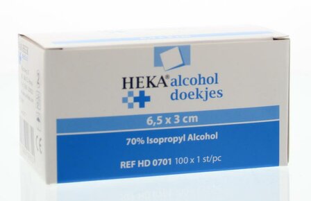 Alcoholdoekjes 6.5 x 3cm Heka 100st