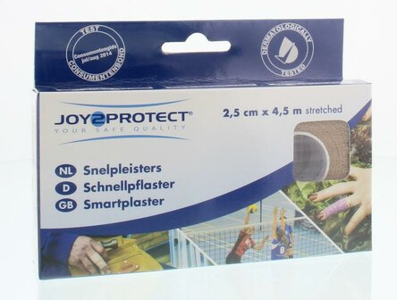 Snelpleisters huidskleur 2.5cm x 4.5m Joy2Protect 2rol