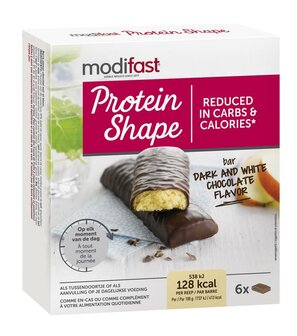 Protein Shape pure &amp; witte chocolade 6 x 31 gram Modifast 6x31g