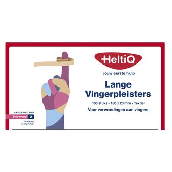 Vingerpleister lang textiel 180 x 20 Heltiq 100st