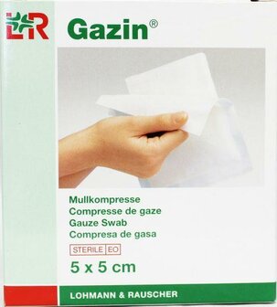 Gaaskompres 5 x 5cm steriel 5 x 2 Gazin 5x2st