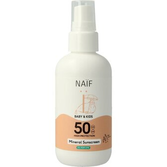 Zon baby &amp; kids spray parfumvrij SPF50 Naif 100ml